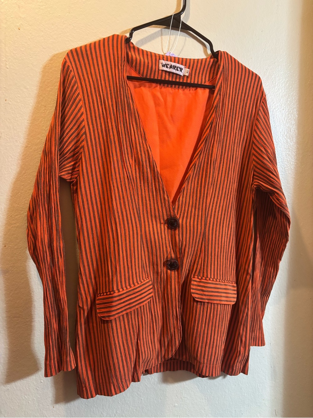 WEARER Orange Striped Women's Lightweight Blazer